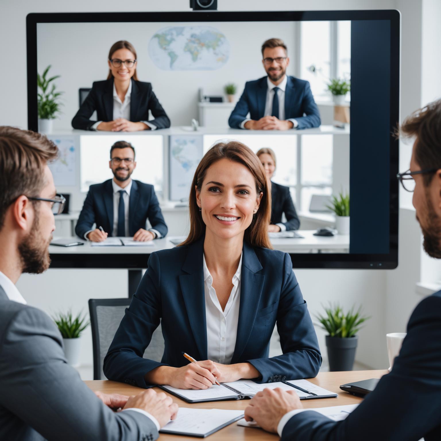Multilingual professional in a video conference