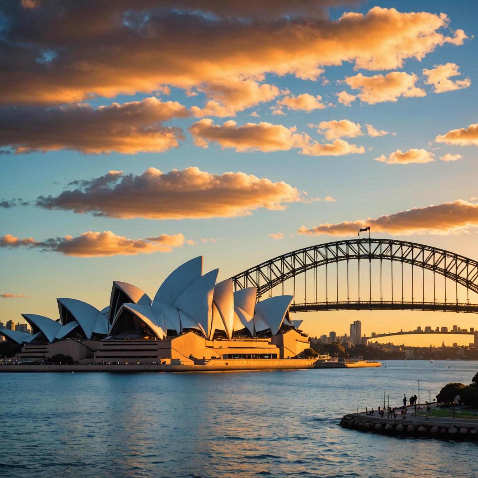 Sydney Harbour skyline at golden hour